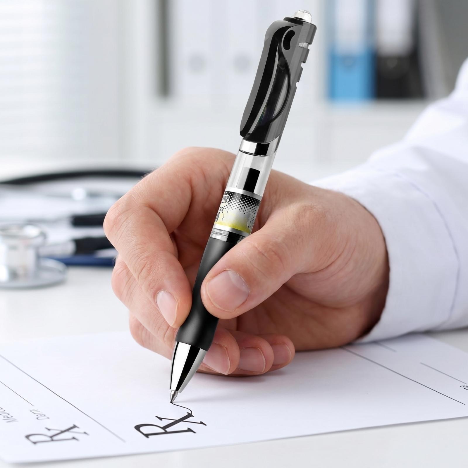 

12PCS Retractable Medical Pens with 15ml Ink Capacity Portable Neutral Gel Ink Pens for Healthcare Professionals One Size чорний