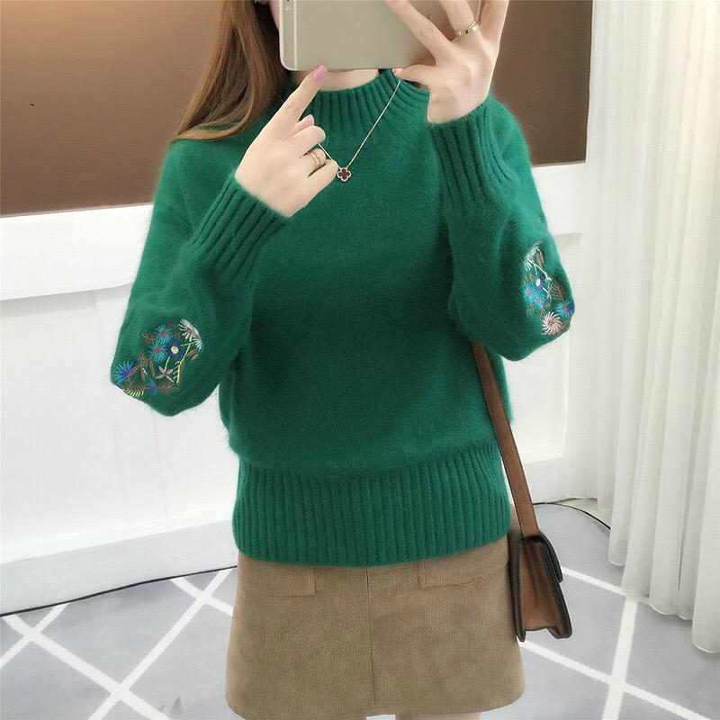 Weiblicher Herbst- und Winterpullover mit wildem, langärmeligem, warmem, verdicktem Rollkragenpullover