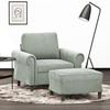 VidaXL Armchair with Footrest Light Grey 60 Cm Velvet, Sofa, Armchair, TV Armchair, Single Sofa, Sofa, Sofa 3201205