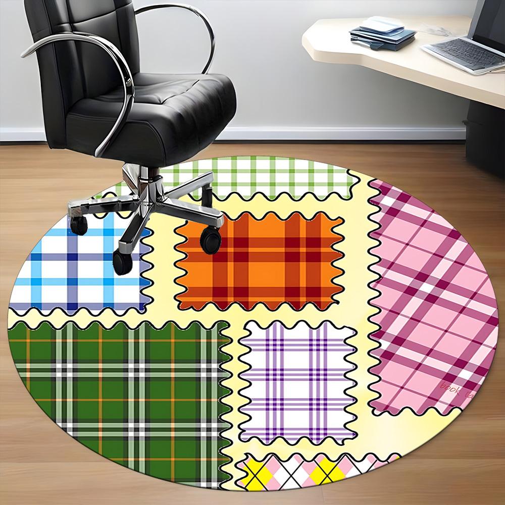 1pc Plaid Patterns Chair Carpet for Office - Durable, Ideal for Chair Mats, Stylish & Functional Decorative Rug yy260130058
