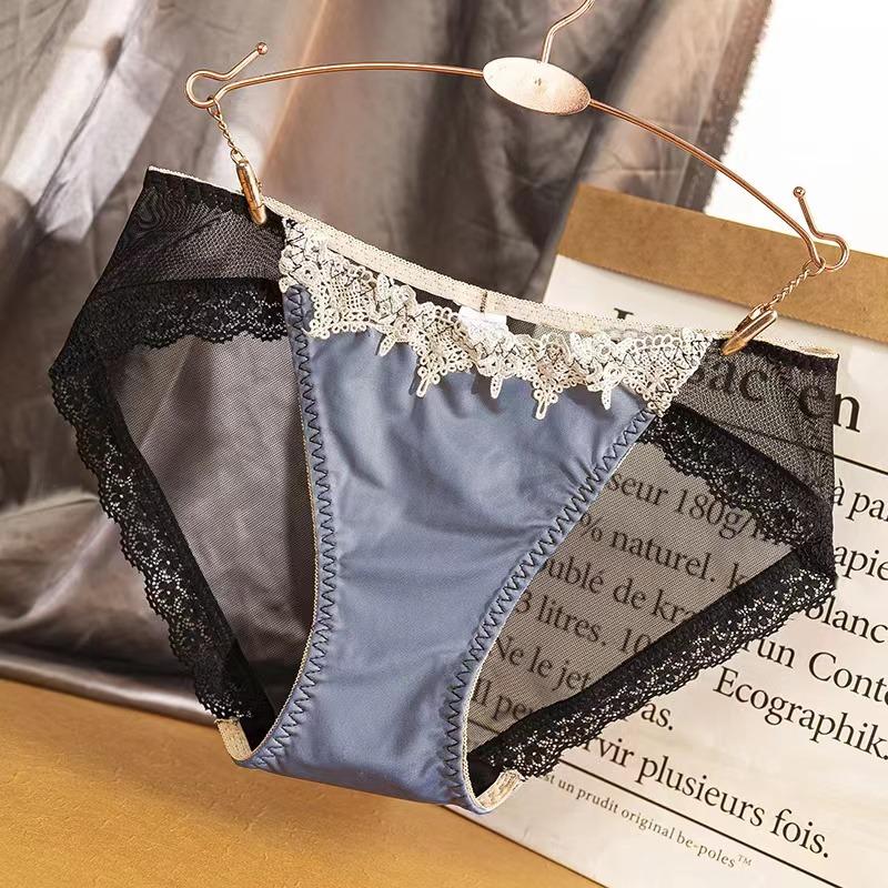 Solid Color Sumptuous Hollow Out Women Low-rise Net Lace Panties Briefs Underwear