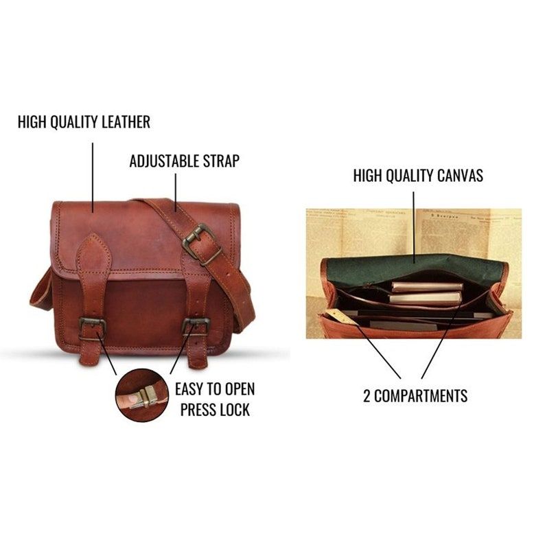Handmade Small Leather Satchel Bag iPad Bag Office Bag Gift for Men and Women Distressed Shoulder Bag