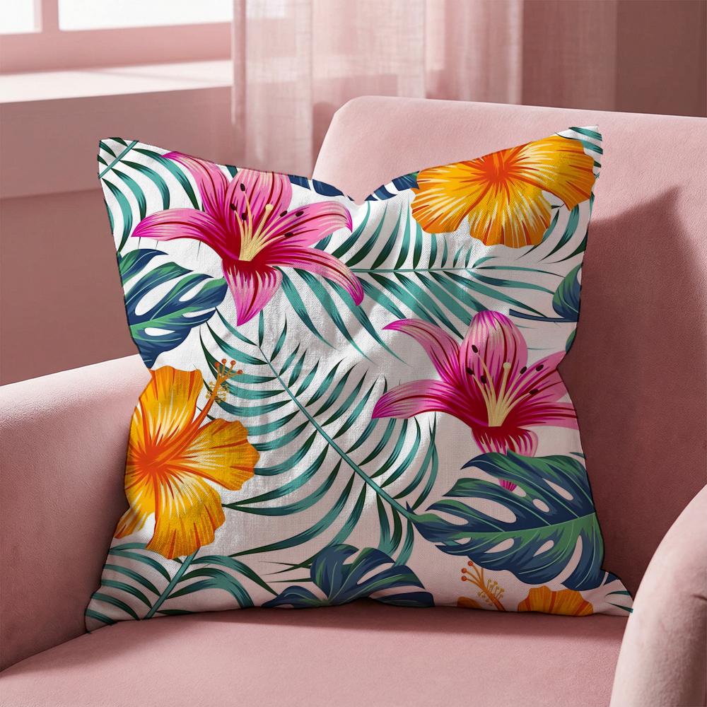 Tropical Leaves Series Cushion Cover Multi-Scene Pillow Cover for Home & Car - Reversible, Soft & Durable for Daily Use