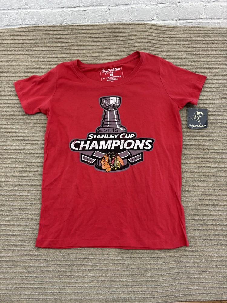 Chicago Blackhawks Shirt Womens Small 2015 Stanley Cup Champions NHL Hockey Tee