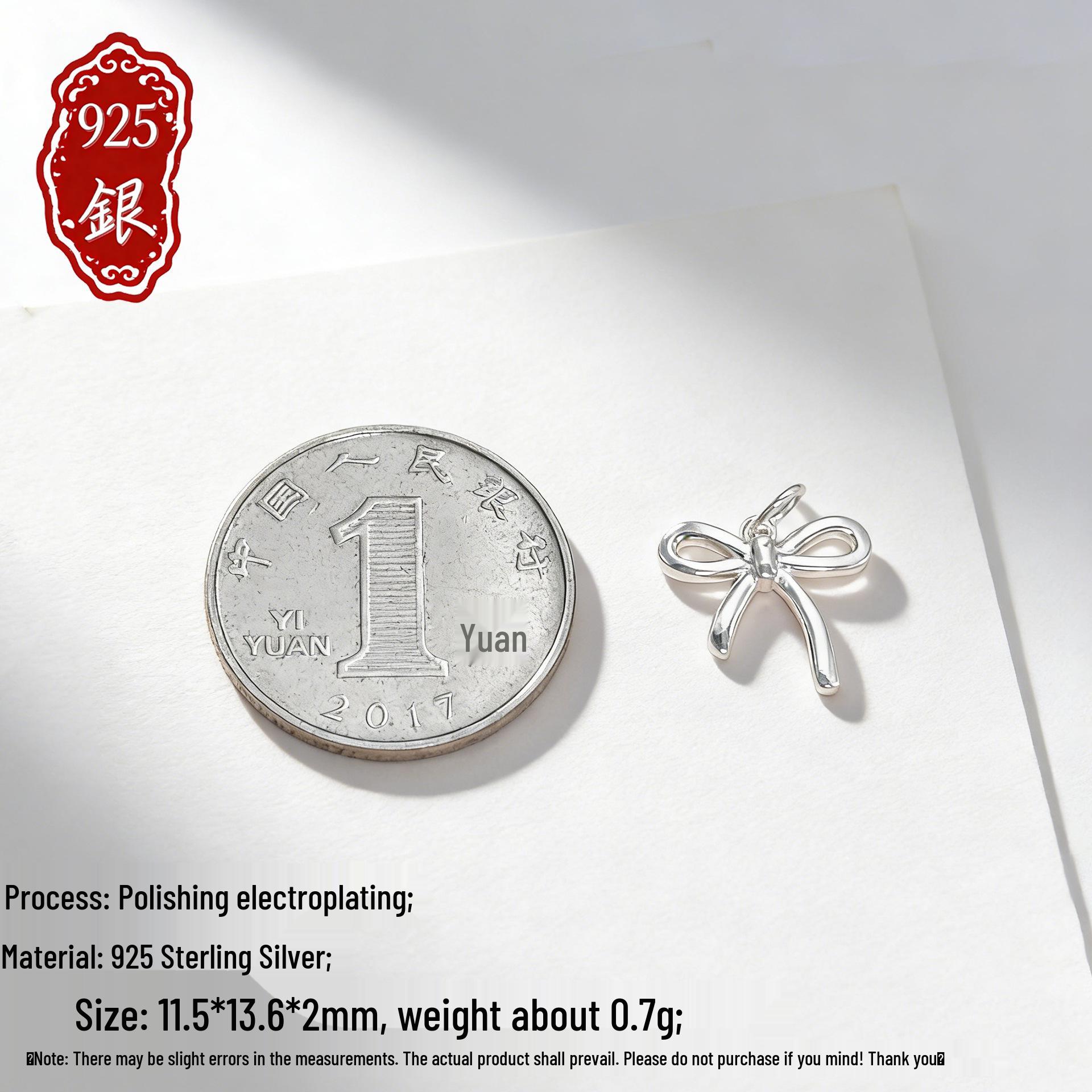 S925 Sterling Silver Bow Pendant with Hand-Woven Rope - Jewelry Making Supplies S925 Silver; Single Price серебряный