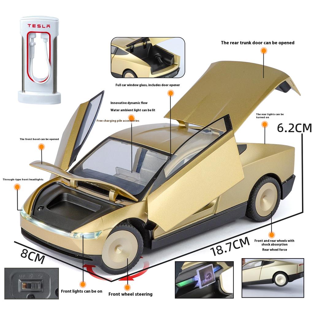 1/24 Legierung Die Cast Tesla ROBOTAXI Automodell Simulation Ton und Licht Ornament für Jungen Spielzeug Halloween Geschenk