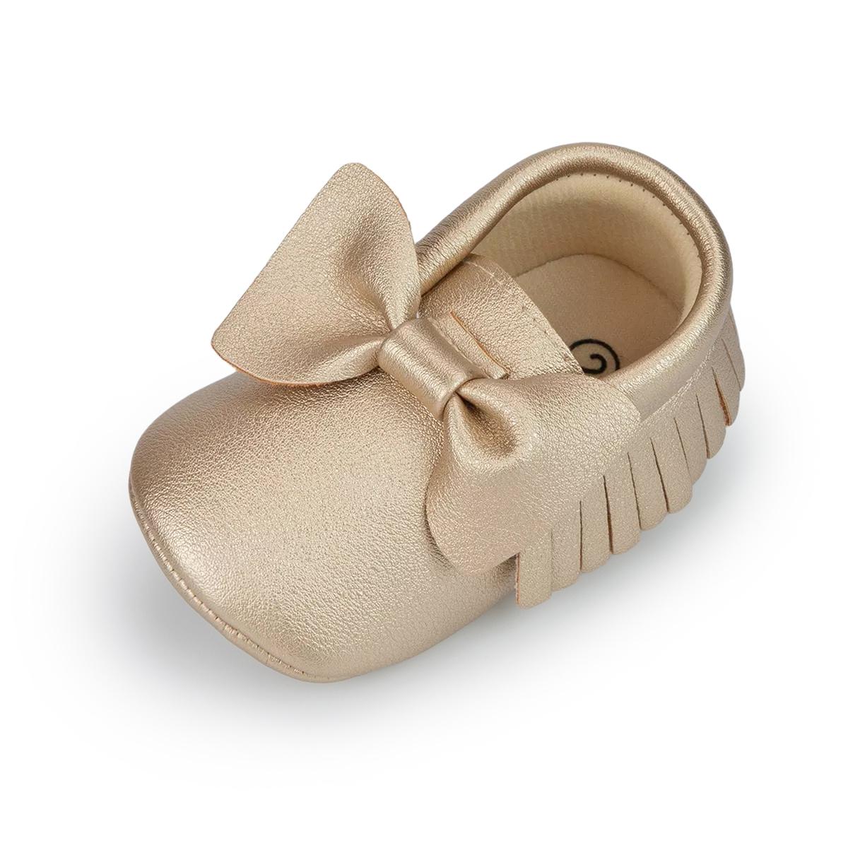 

Baby Girl Princess Pink Shoes Bow-Knot Pu Solid Color Soft Sole Flat Toddler First Walker Gift Infant Crib Shoes 0-18M 20
