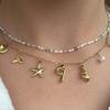 Ocean Theme Gold Charm Necklace with Initial Shells Letter Pendant Suitable for Surfer Girls and Beach Enthusiasts