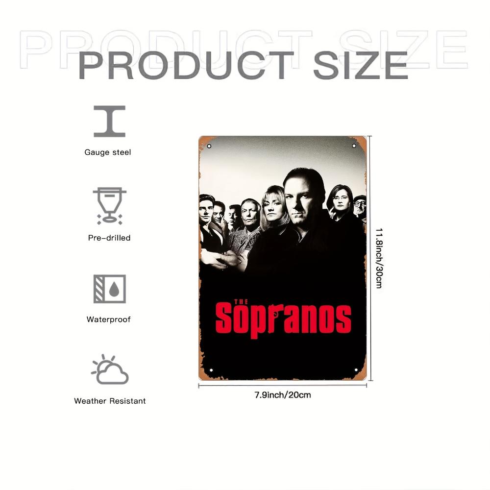 The Sopranos Vintage Metal Tin Sign, Classic TV Series Wall Decor, Retro Art Poster, Weatherproof Iron Painting for Indoor