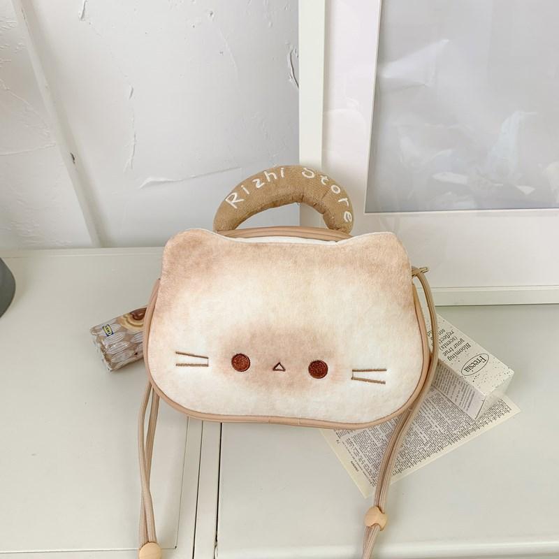 Cartoon bread kitten small animal plaid new large capacity backpack gift commuter bag