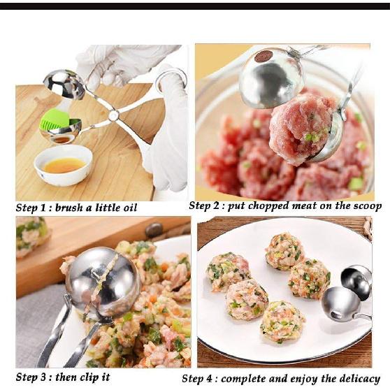 2 PCS None-Stick Meat Ballers, Stainless Steel Meat Baller Tongs, Cake Pop Meatball Maker Ice Tongs, Cookie Dough Scoop for Kitchen. (1.38" and
