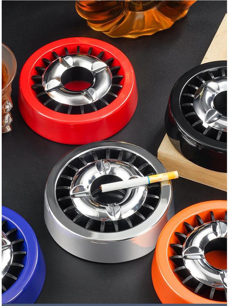 Rotating Stainless Steel Ashtray with Cigarette Extinguisher for Home or Office