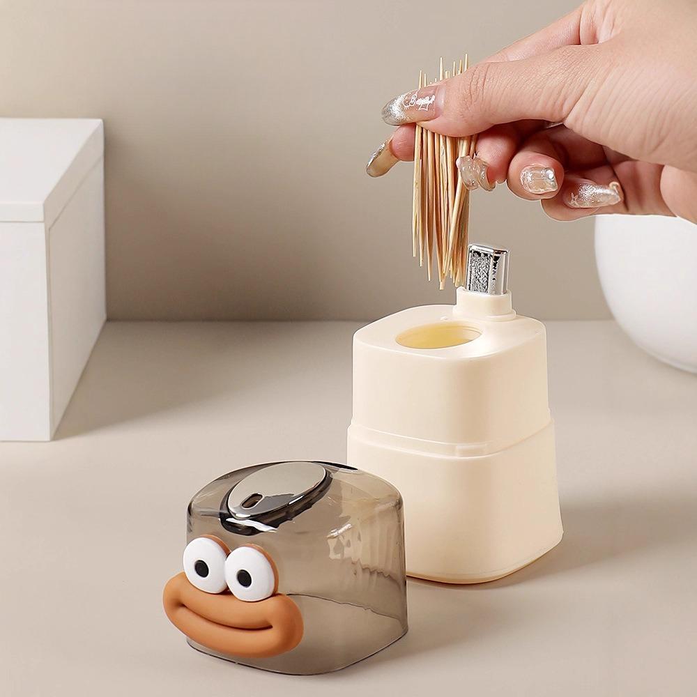 "Zahnstocherspender poppt automatisch heraus, Haushaltsaufbewahrung, Kreatives und niedliches Kunststoff-Zahnstocherglas, Drucktyp-Zahnstocherbox"