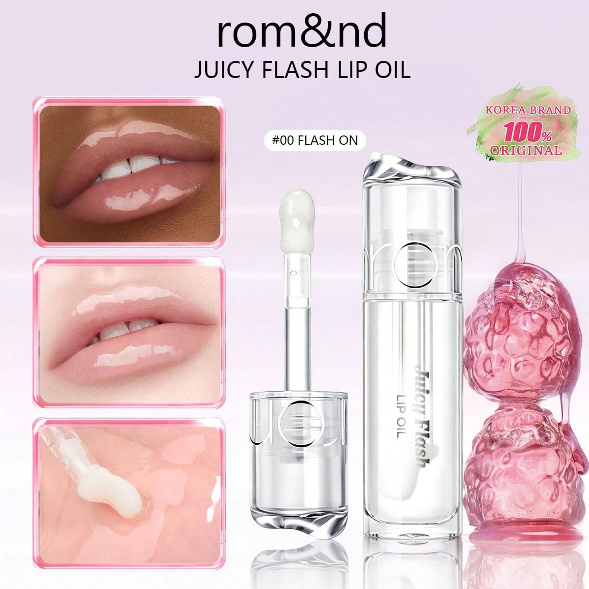 rom&nd JUICY FLASH LIP OIL 00-08, Hydratant & Brillant, Hydratant Sans Collant, Couleur Longue Tenue, , Beauté Coréenne, , Cadeau 4.5g/0.15oz. 00 FLASH ON?