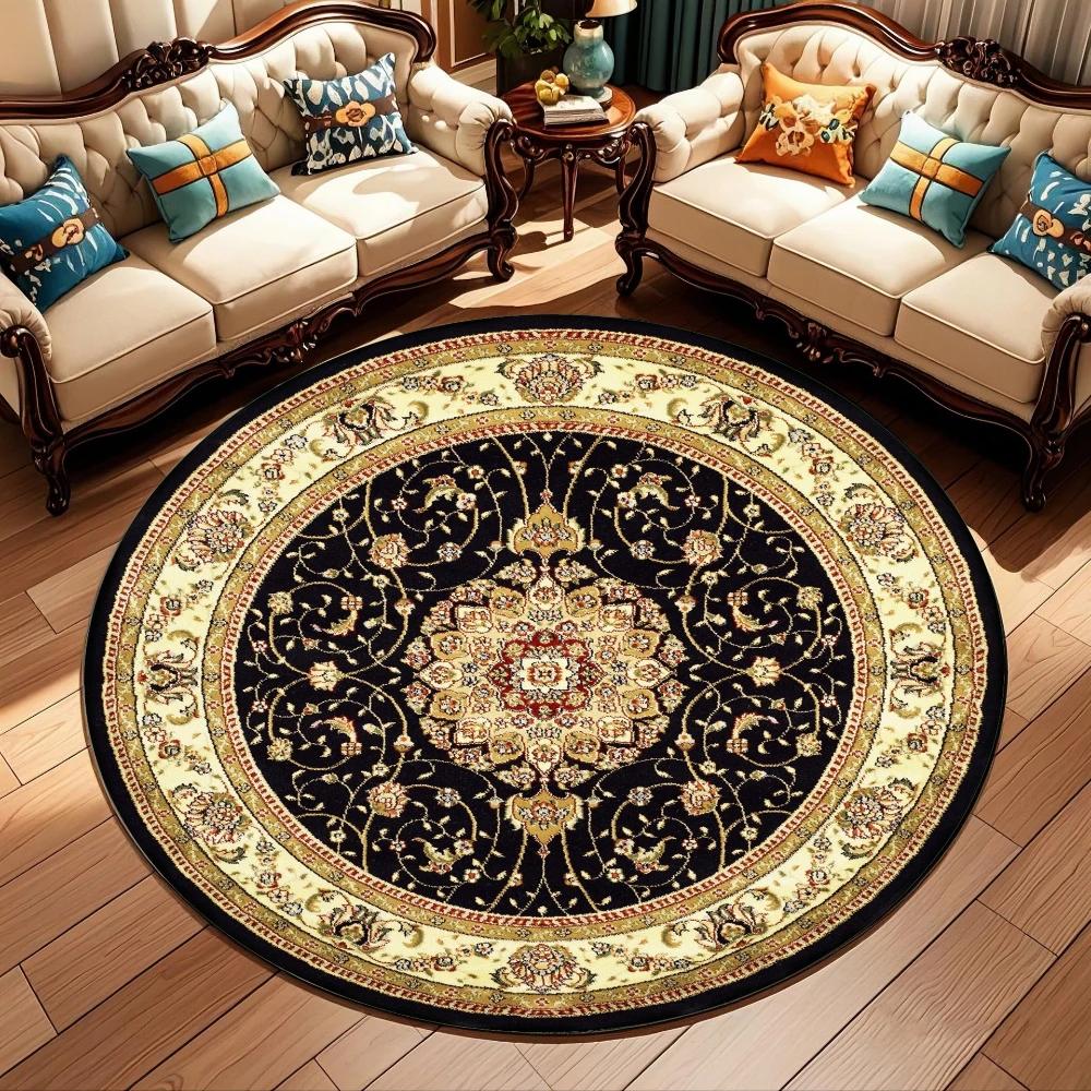 Vintage Bohemian Round Area Rug NonSlip Floor Mat for Living Room Bedroom Sofa Chair Accent Luxury Coffee Table Rug Home Decor