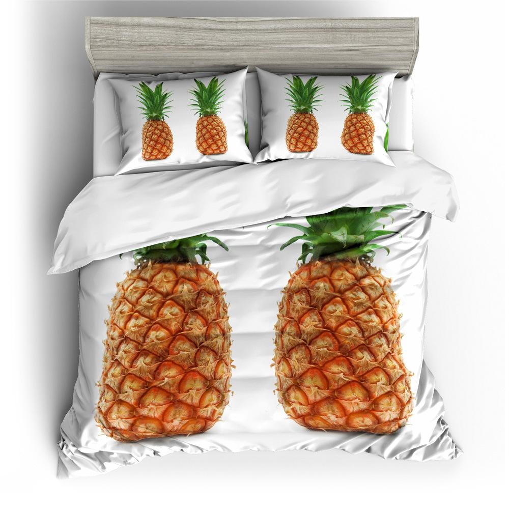 

Fruits Duvet Cover Set, Soft Toned Exotic Pineapple Tropical Diet Food Illustration, Decorative Bedding Set With Pillow Shams EU single(135x200cm)
