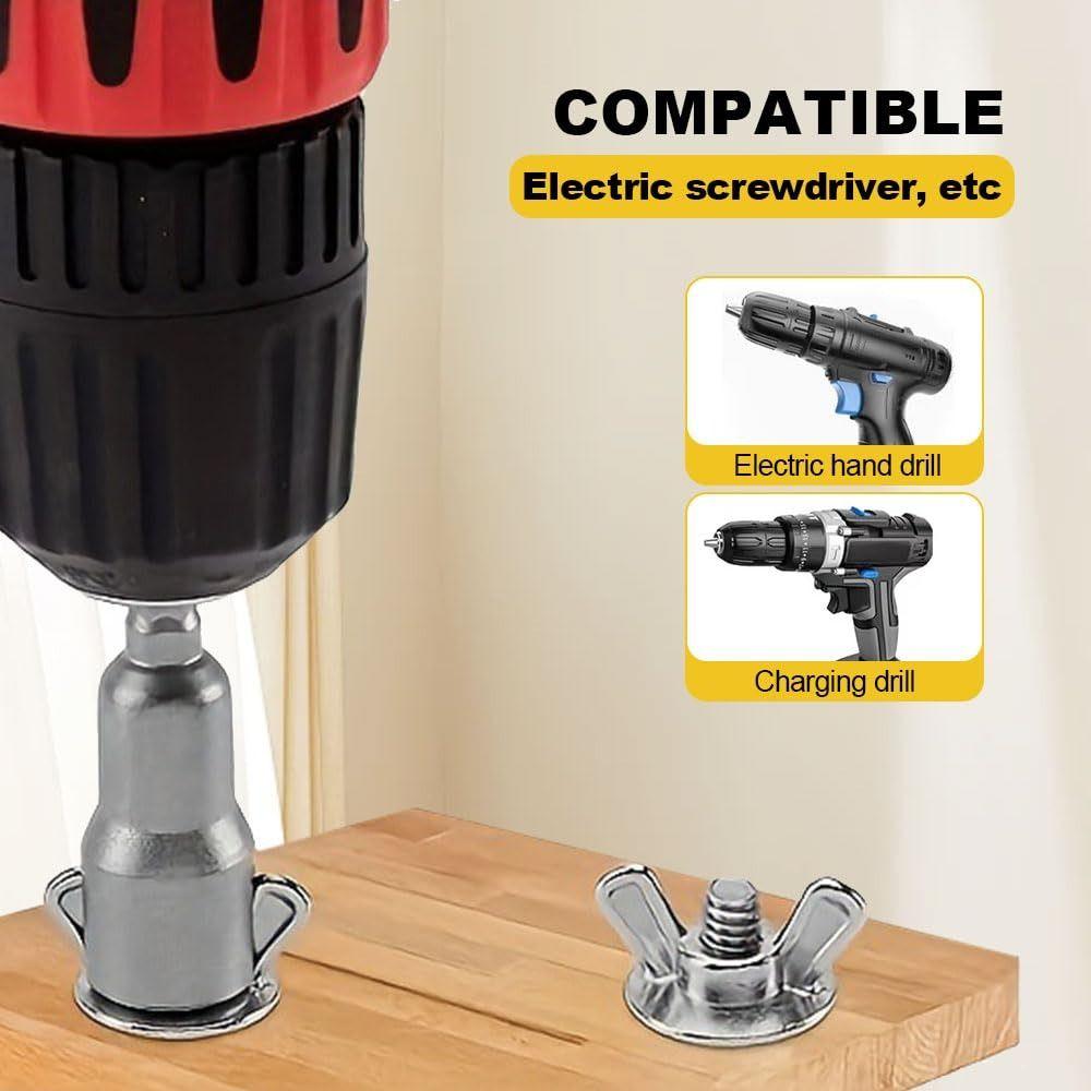 Eye Bolt Drive Drill Bit Butterfly Wing Nuts Bolts Hardware Accessories Power Wing Nut Driver Bit