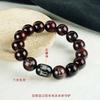 Small Leaf Red Sandalwood Twelve Zodiac Three-in-one Bracelet Sandalwood Inlaid Silver Snake Year Natal Buddha Safe Hand Jewelry Inlaid Bracelet