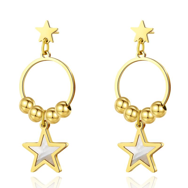 Cute Pentagram Pendant Earrings Women's Titanium Steel Does Not Fade Fashionable and Versatile Exquisite and Sweet Stainless Steel Stud Earrings