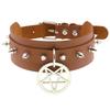 DIEZI Sexy Lignt Brown PU Leather Necklace Women Men New Harajuku Gothic Vintage Heart Chain Choker Statement Necklace Jewelry