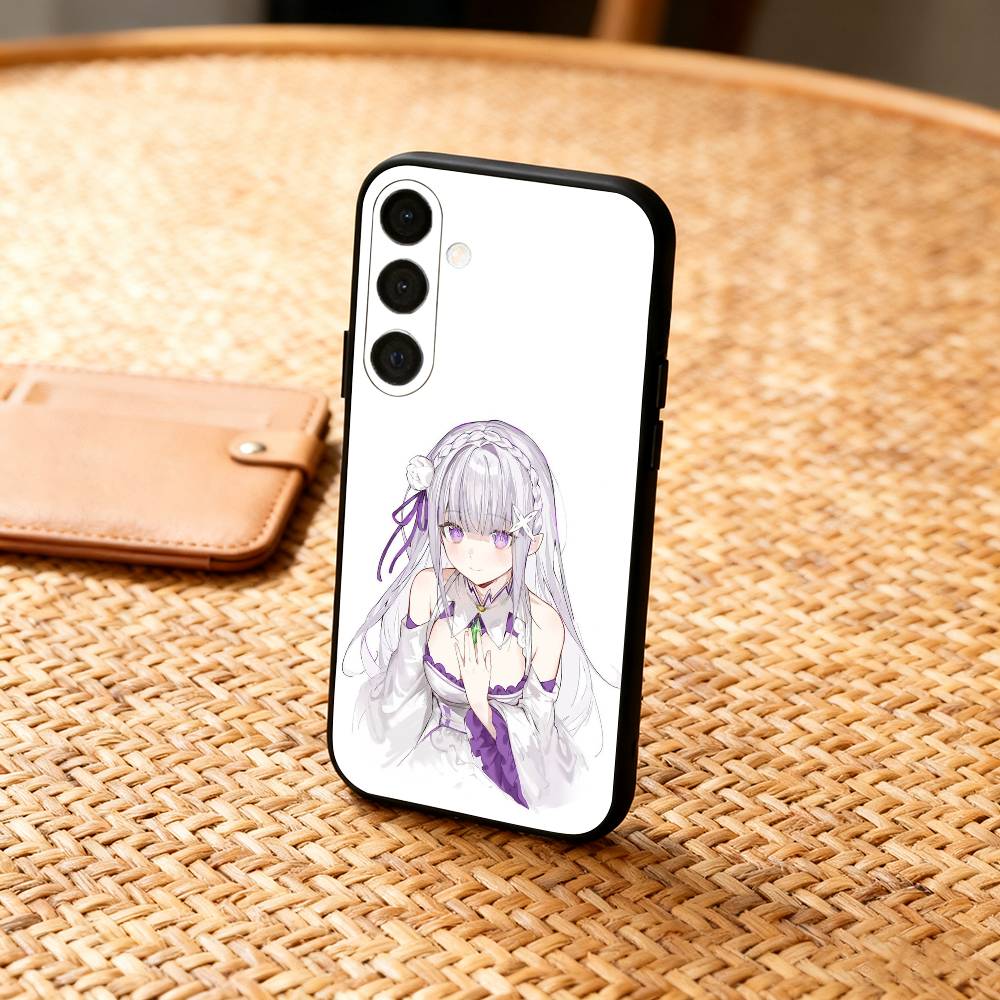 Re Zero Rem Emilia  Phone Case For Samsung  A73,A21s,A22,A31,A32,A52,A53,A71,A80,Soft Black Shell