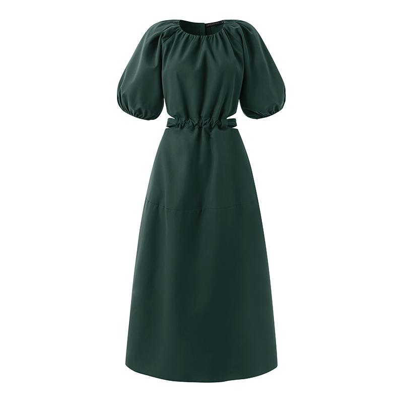 

ZANZEA Женщины O-образный вырез Короткое рукавное платье Летняя мода Талия Выдолбленное A-line Длинное платье