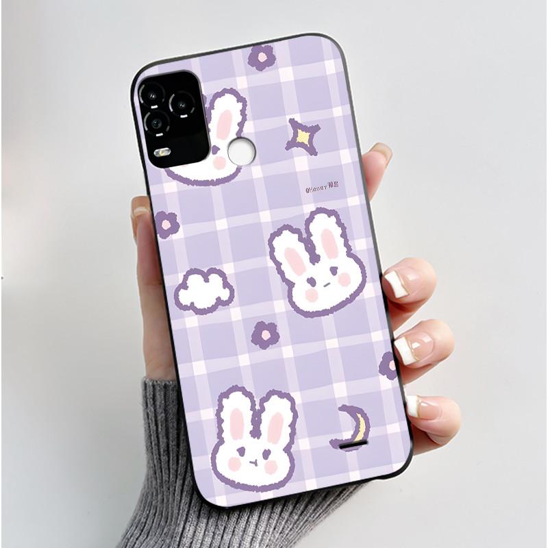 Black Phone Case For BLU G71 Plus (G71+ G71P) Shockproof For BLU G71 Plus (G71+ G71P) Little Rabbit In The Flowers Pattern Cover