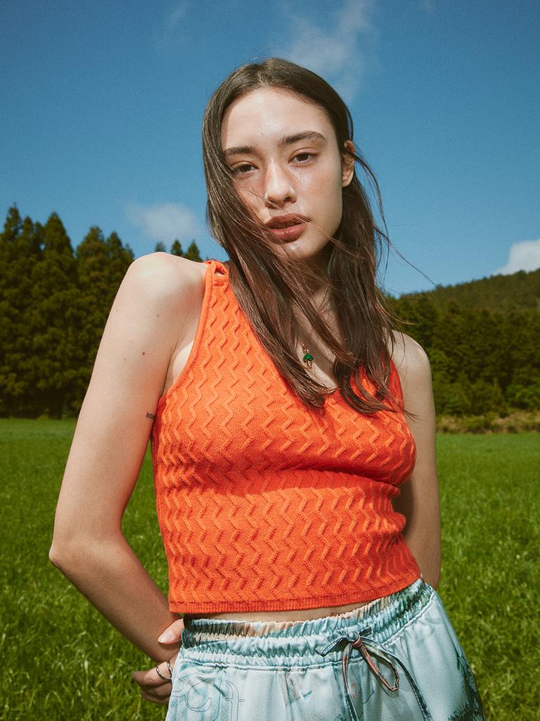 ASIF CALIE Cross Backless Knit Vest Orange