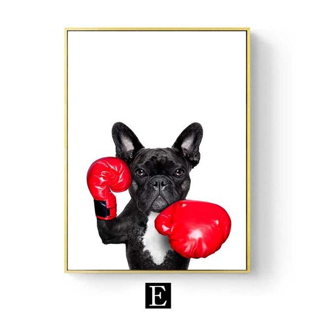 Funny Animal Wearing Headphones Wall Art Poster Cute Cat Dog Canvas Print Painting Nordic Kids Baby Room Decoration Pictures