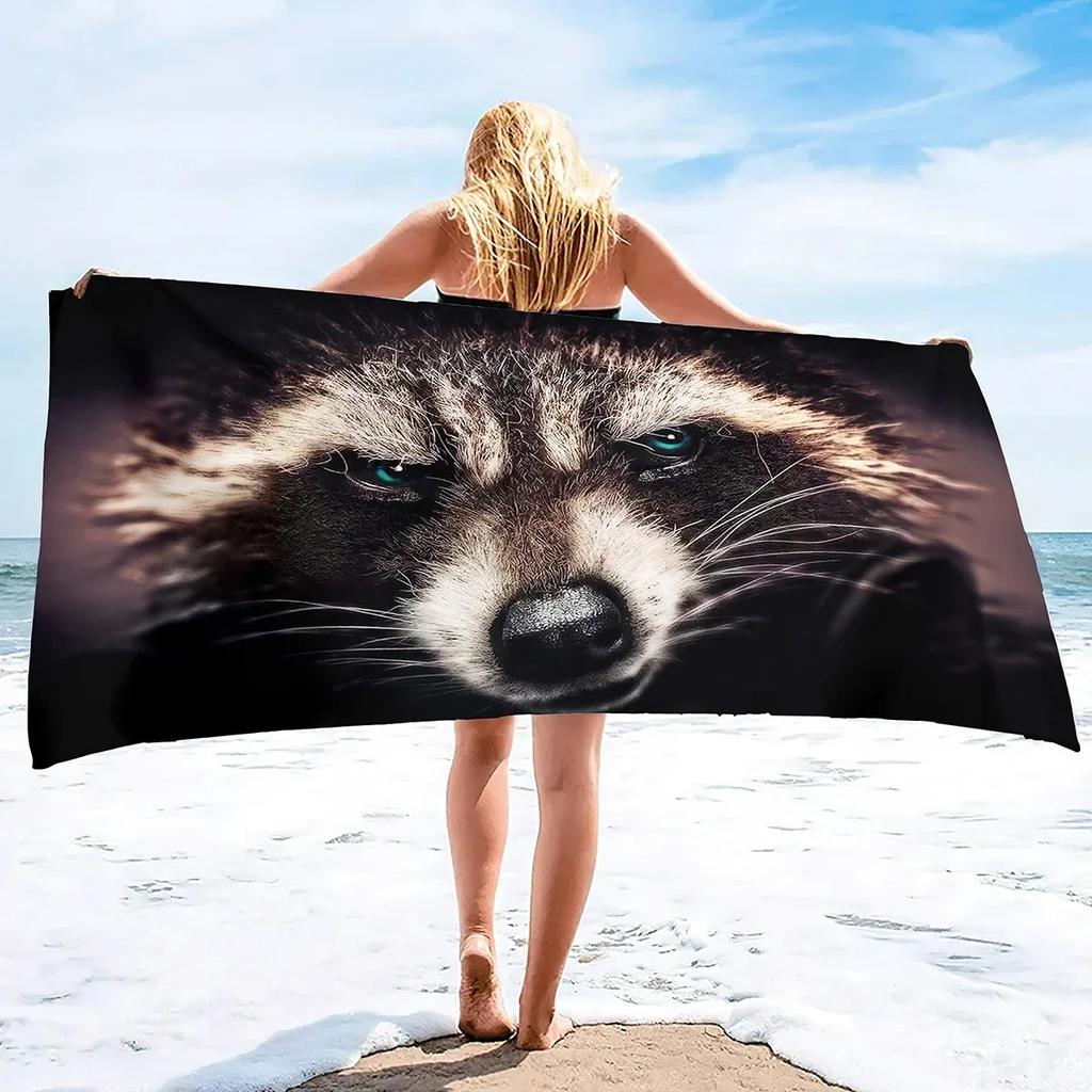 Süßes Waschbär Strandtuch Sandfrei Wildtier Badetuch für Spa Pool Sport Reisen Camping Mikrofaser Schnelltrocknend Badeanzugabdeckung