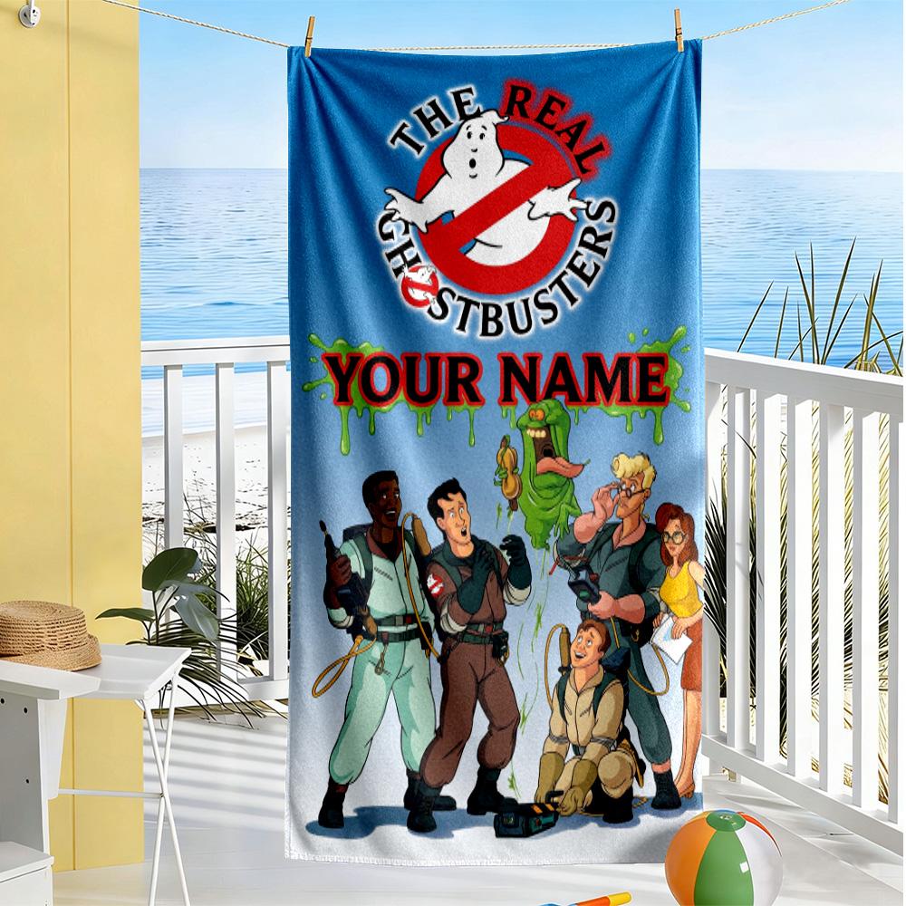 Ghostbusters Personalized Name Beach Towel High Absorbency & Quick-Dry Ideal for Travel Outdoor Swim Pool Yoga Surf Camping Hiking Gym Gift Holiday