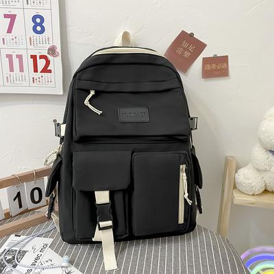 Canvas Damen Rucksack Studenten Schultaschen Mädchen Teenager Niedlich Multi Pocket Schultasche Rucksack Handtaschen Laptop Rucksack