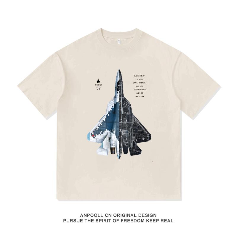 Su 57SU57 Sukhoi 5th Generation Fighter Russian Printed Military Fan Heavy Cotton Short Sleeve T-Shirt Men's