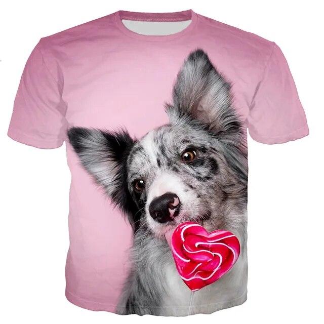 3D Leisure Printing Border Collie New Fashion Men/women T Shirt Tops Short Sleeve T-Shirt