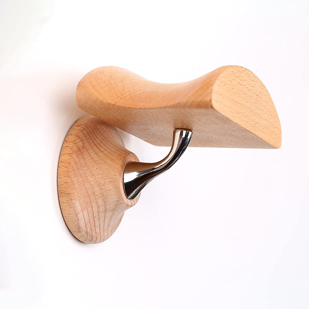 HIGHAWK Headphone Rack, Headset Hanger, Wall-Mounted Wooden Stand, Monitor Headphone Holder, Hanger, Punch-Free (Wooden Hooks)