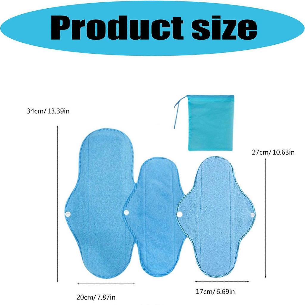 4PCS/Set Soft Flannel Washable Menstrual Pads Leak Proof Menstrual Pads For Travel And Home Use  Blue