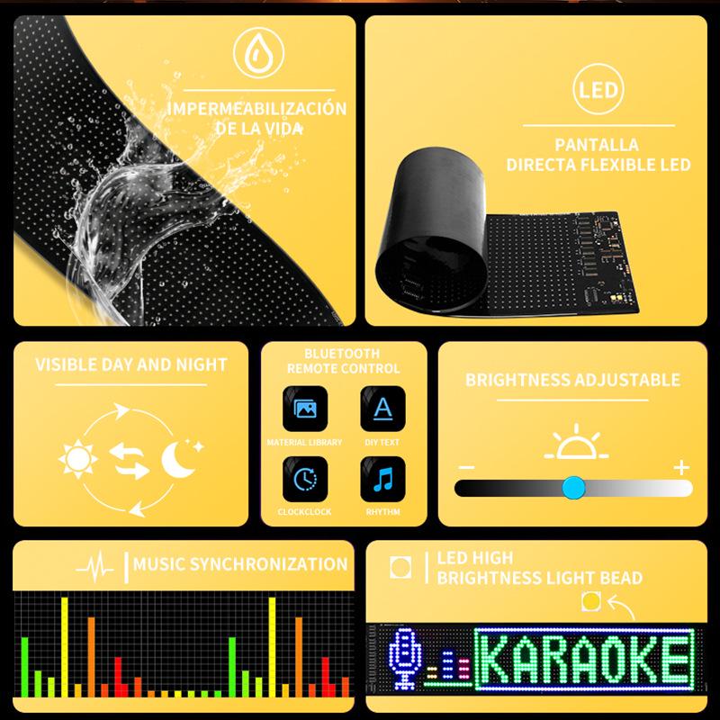 Inteligentny ekran LED do samochodu: Bluetooth sterowany aplikacją, elastyczny wyświetlacz w pełnym kolorze do okien i drzwi