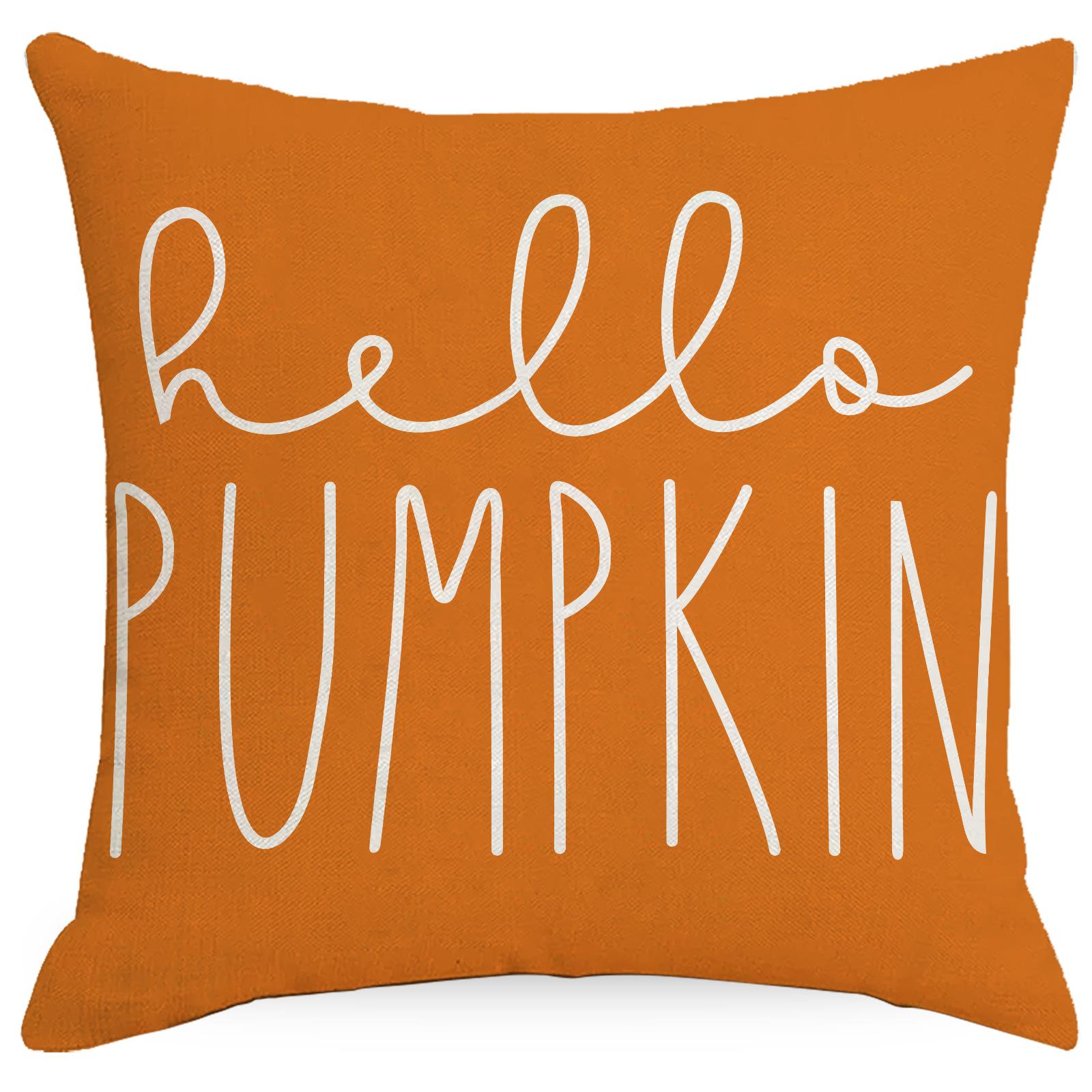 

Thanksgiving Pumpkin Linen Pillow Cover Autumn Decorative Sofa Cushion Cover Living Room Decorative Cushion Home 45 * 45Cm without pillow core