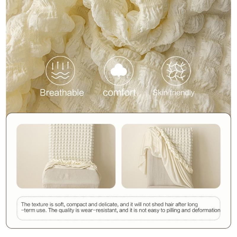 Thickened Fabric Skirt Chair Cover 3D Seersuckers Stretch Chair Slipcover for Dining Room Kitchen Banquet Home Decor