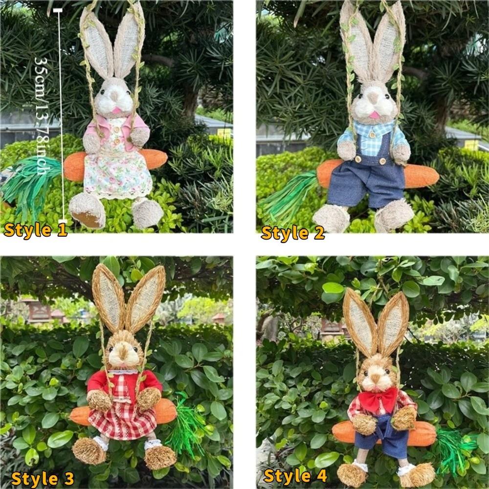 35cm Easter Bunny Hanging Figurine Cartoon Hanging Rabbit Statue Festival Party