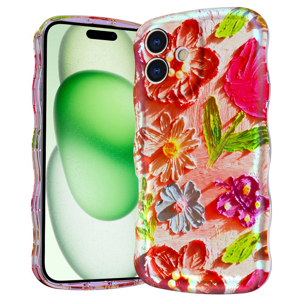 For iPhone 16 Plus Magnetic Case Wave Edge Glitter TPU Phone Back Cover