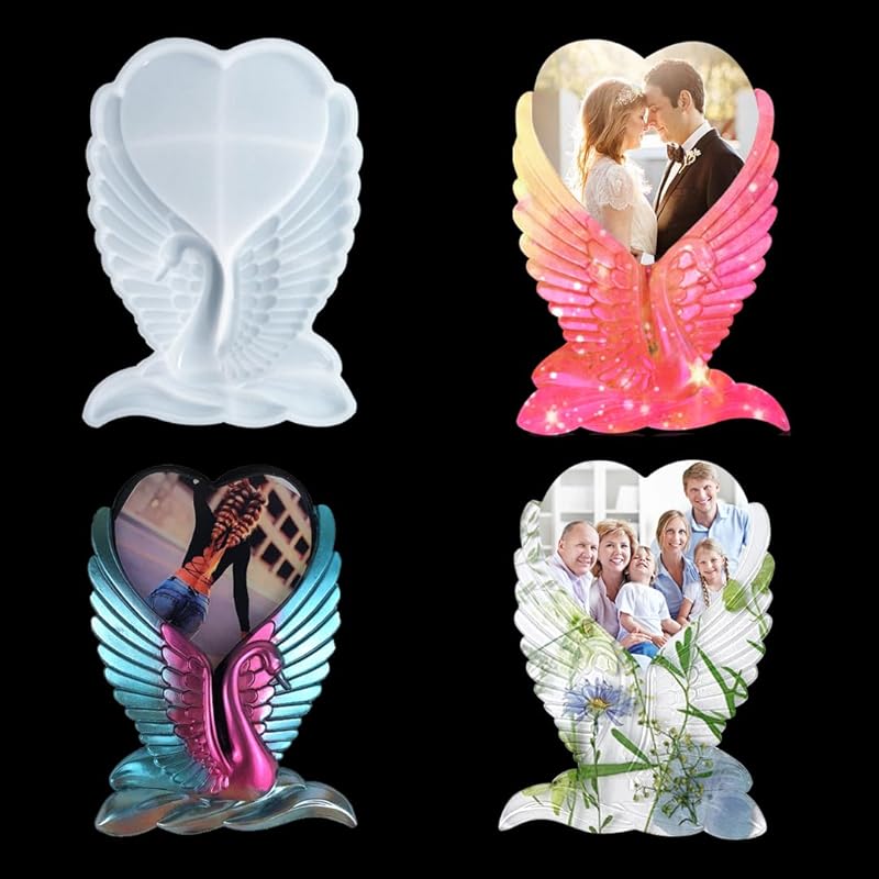 

Zayookey Large Resin Molds, Swan Heart Silicone Mold, Photo Frame Molds Heart Shape Epoxy Resin Mould for DIY Picture Resin Epoxy Casting Craft Home білий