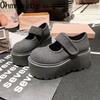 Vintage Platform Flats Women Mary Jane Shoes Fashion JK Height Increase Shoes  Spring Elegant Shoes