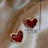 Simple Elegant Trendy Deep Wine Red Heart-shaped Earrings Women Elegant Retro Stylish Ear Jewelry Party Carnival Holiday Gift