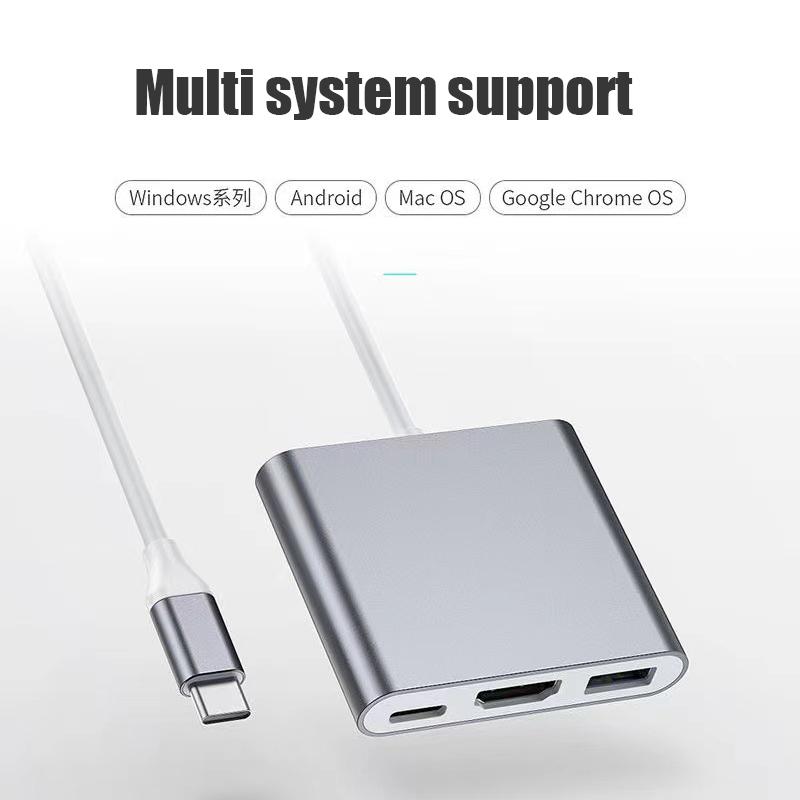 USB-C To HDMI 3 In 1 Cable Converter For Samsung Huawei iPad Mac USB 3.0 USB C To HDMI Male To Female 4K USB 3.0 Adapter Cable