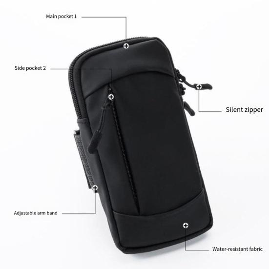 Handy-Armtasche mit zwei Fächern, große Kapazität, Lauf-Armband, leicht, komfortable Passform, sichere Handy-Tasche für Sport