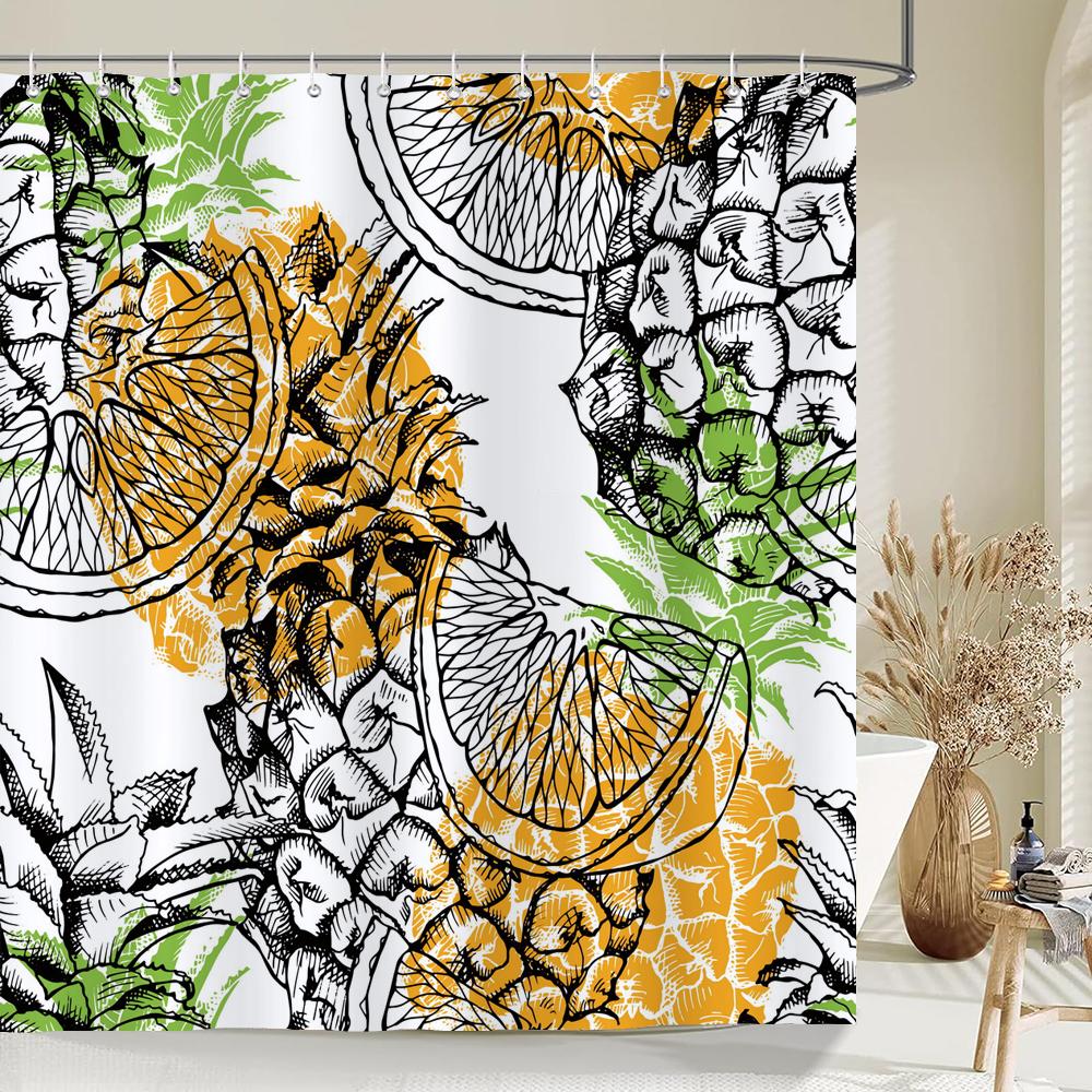 1 pc Fresh Lemon Fruit pattern Shower Curtains Bathroom Polyester Bath Curtains Printing Shower Curtain Decor With Hooks Curtain