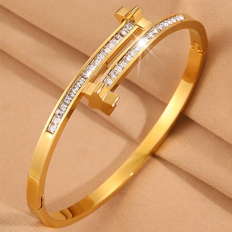 Women's Love Four-leaf Clover Double-headed Opening Light Luxury Temperament European and American Bracelet