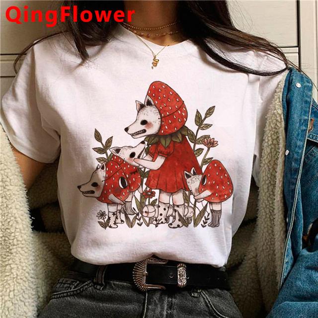 Kawaii Mushroom T Shirt Clothes Women Kawaii 2021 Streetwear Japanese Vintage Summer Top Clothes Harajuku