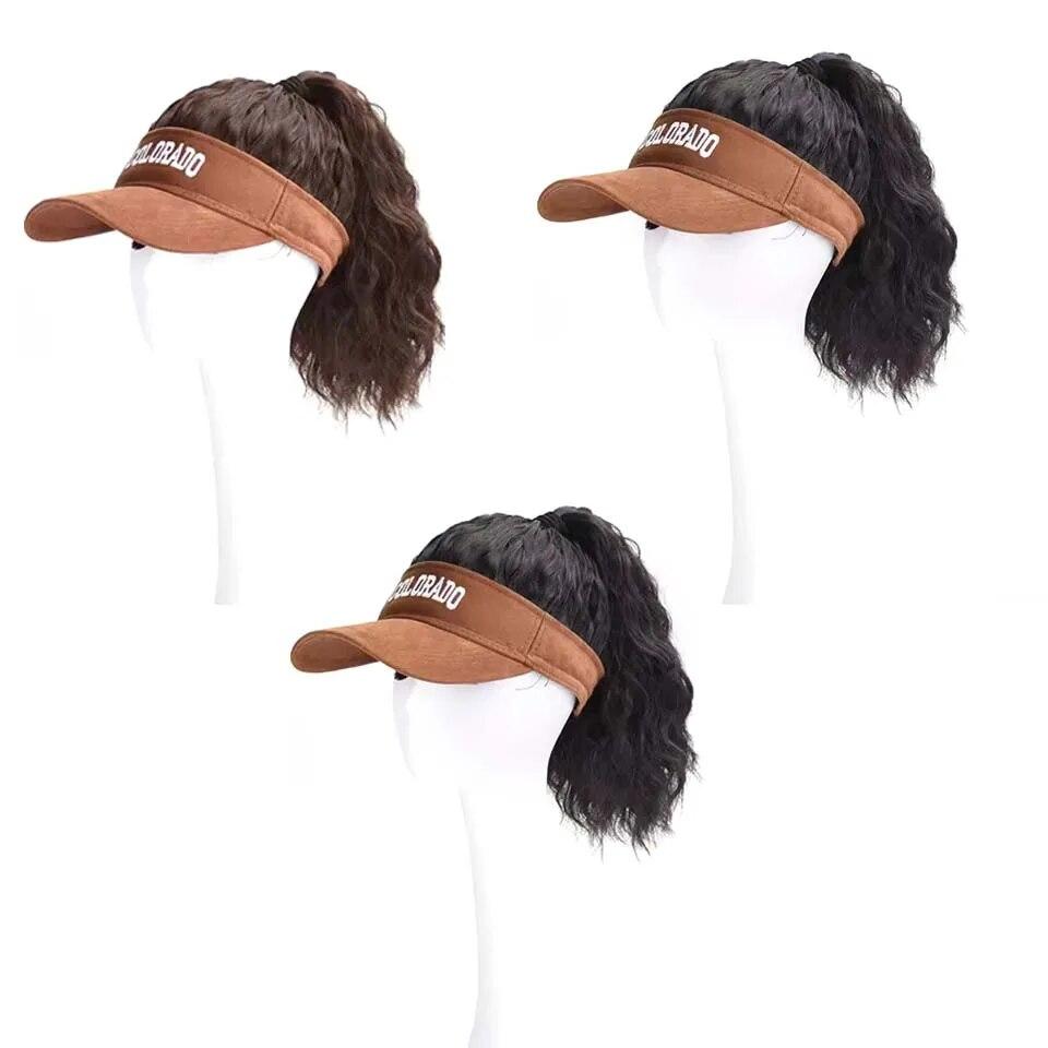 Pălărie Perucă cu păr sintetic Pălărie de soare de vară șapcă de baseball Păr scurt ondulat și ondulat posturi pentru femei Moda